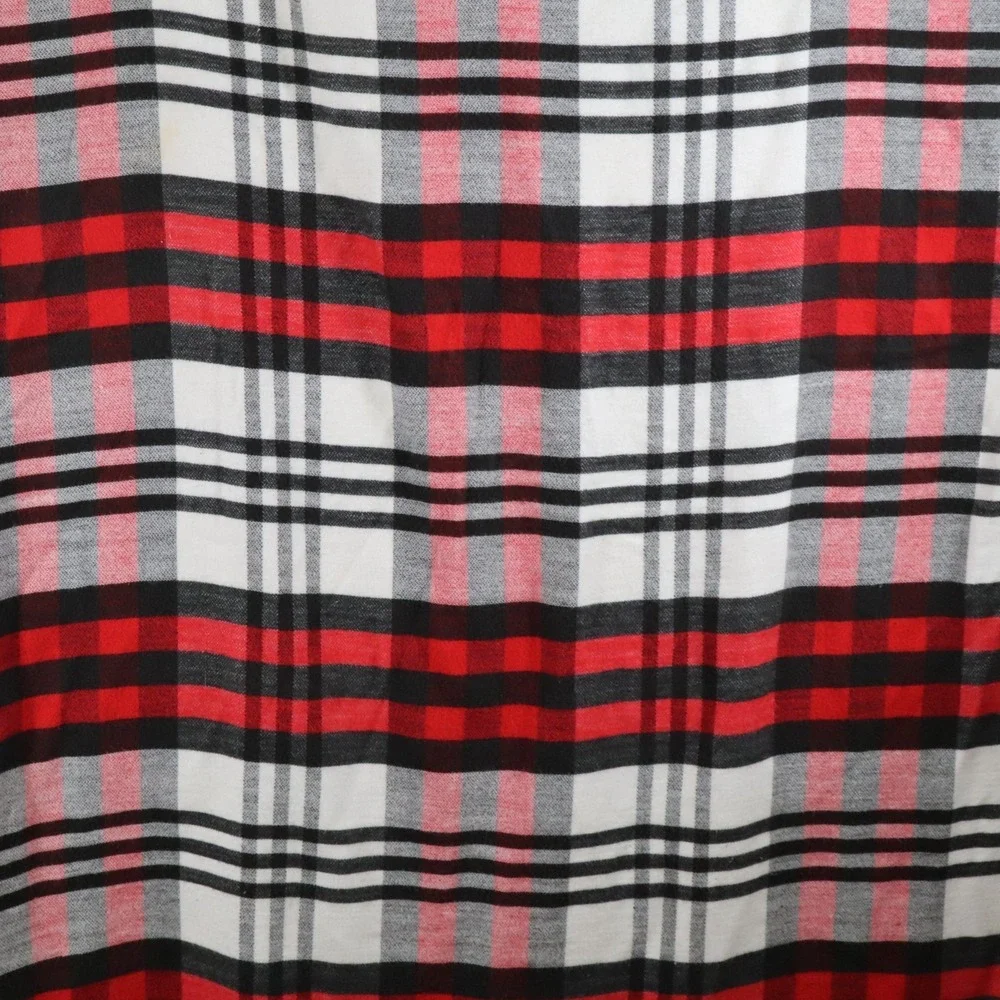 Aspen Red/White Plaid Throw Blanket With Fringe 71